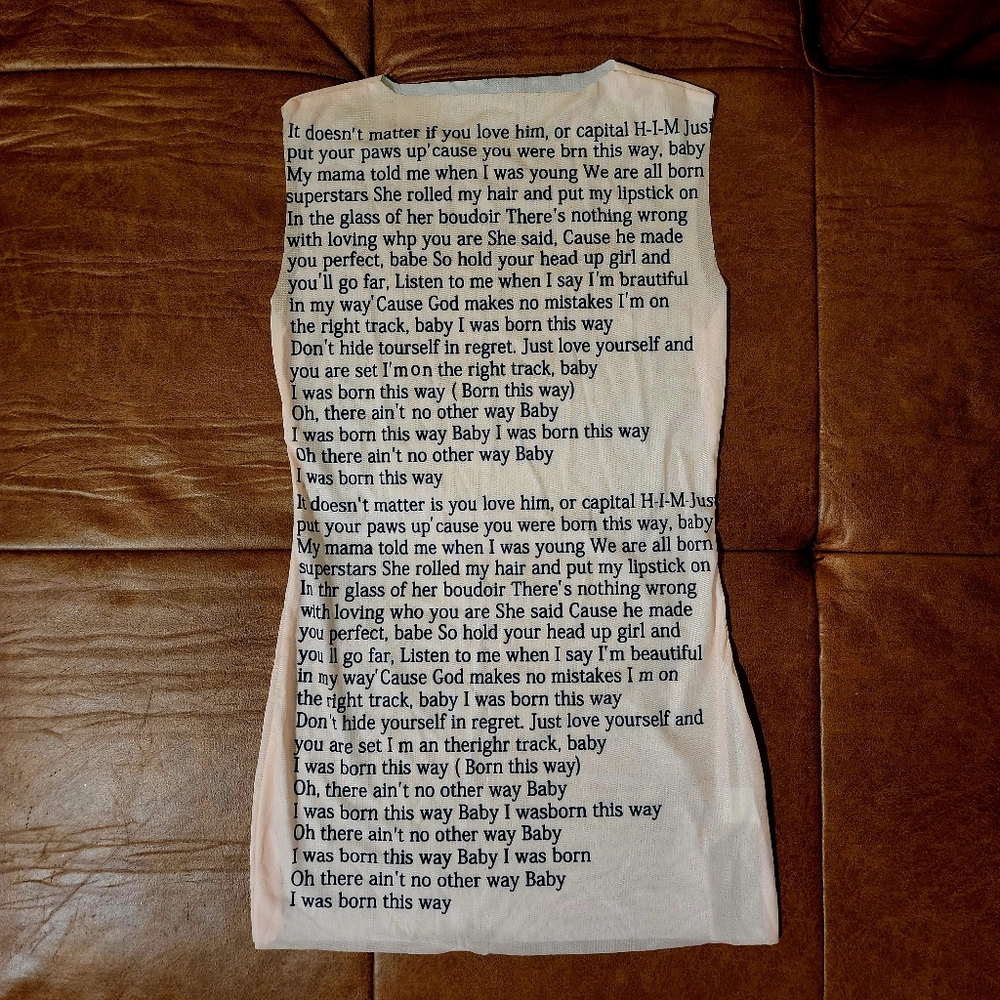 Lady Gaga Lyrics Sheer Tunic Dress Born This Way